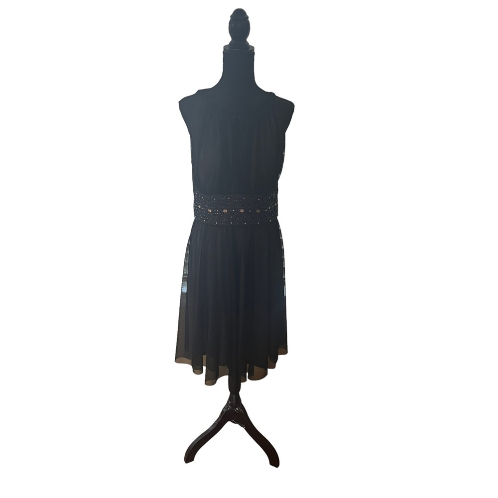 La Nouvelle Renaissance black & grey Chiffon Cocktail Dress size 10.